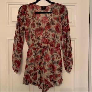 NWT Audrey Red Floral Romper